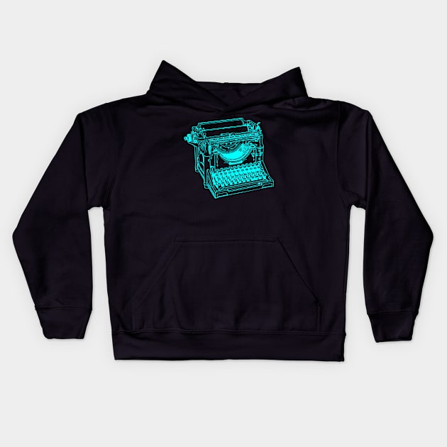 VINTAGE TYPEWRITER TURQUOISE Kids Hoodie by MarniD9